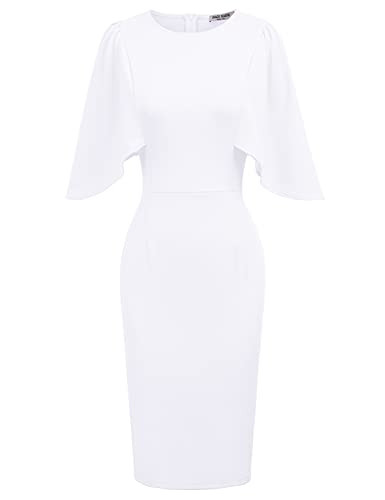 GRACE KARIN Casual White Ruffle Sleeve Pencil Dress for Work