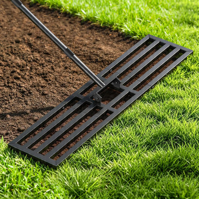 Lawn Leveling Rake 40X10 Inch, Heavy Duty Reinforced Lawn Leveler Tool, Garden L