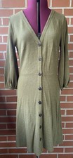 New Ann Taylor Loft Cardigan Sweater Dress Medium Green Button 3/4 Sleeve V-Neck