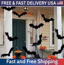 Halloween Hanging Bats Decorations Pack of 12 Waterproof 3D Yard Outdoor Indoor