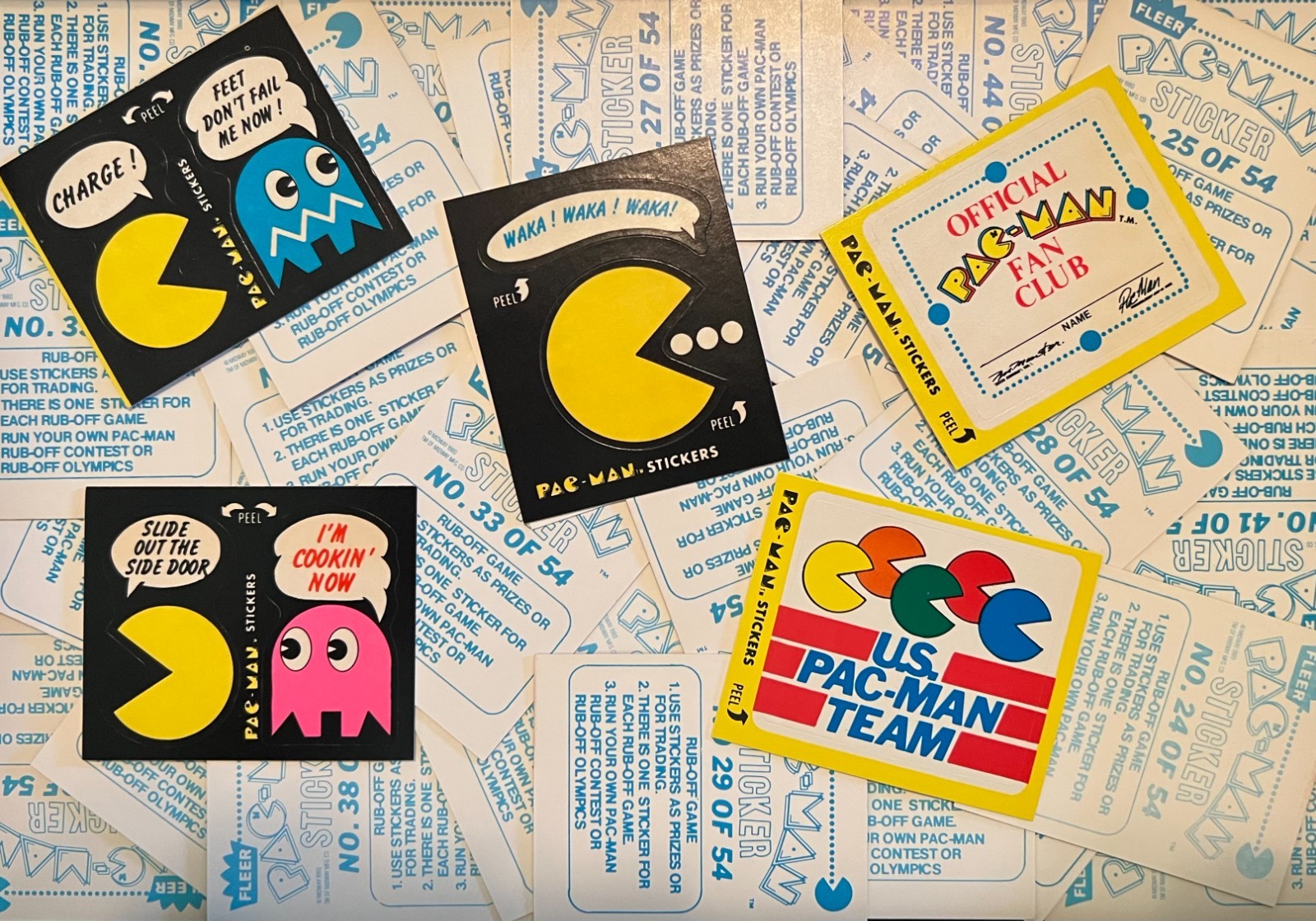 1980 Fleer Pacman Pac Man Sticker No Eyes Blue Back ~Pick A Sticker~