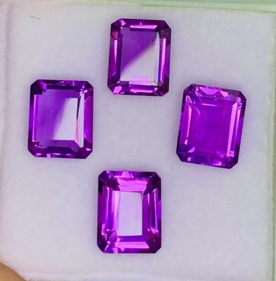 Beautiful 12.95 CT Natural Purple Amethyst Matching Pair Gemstones Lot 4 Pcs