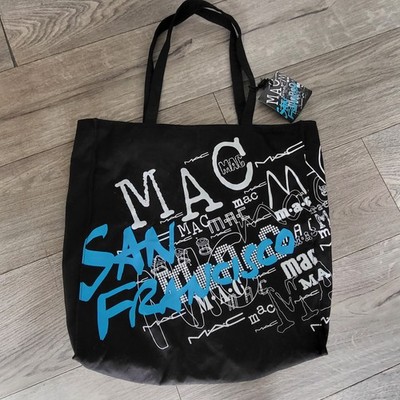 MAC Cosmetics Black Blue Graffiti San Francisco Voyager Tote Bag NWT