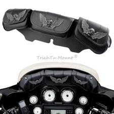 PU Windshield Bag 3 Pouch Pocket for Harley Touring Street Electra Glide 96-13