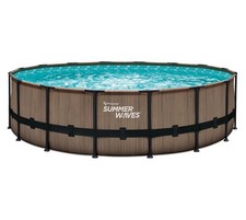 Aufstellpool Schwimmbad Schwimmbecken Teakoptik braun Komplettset Ø549cm …