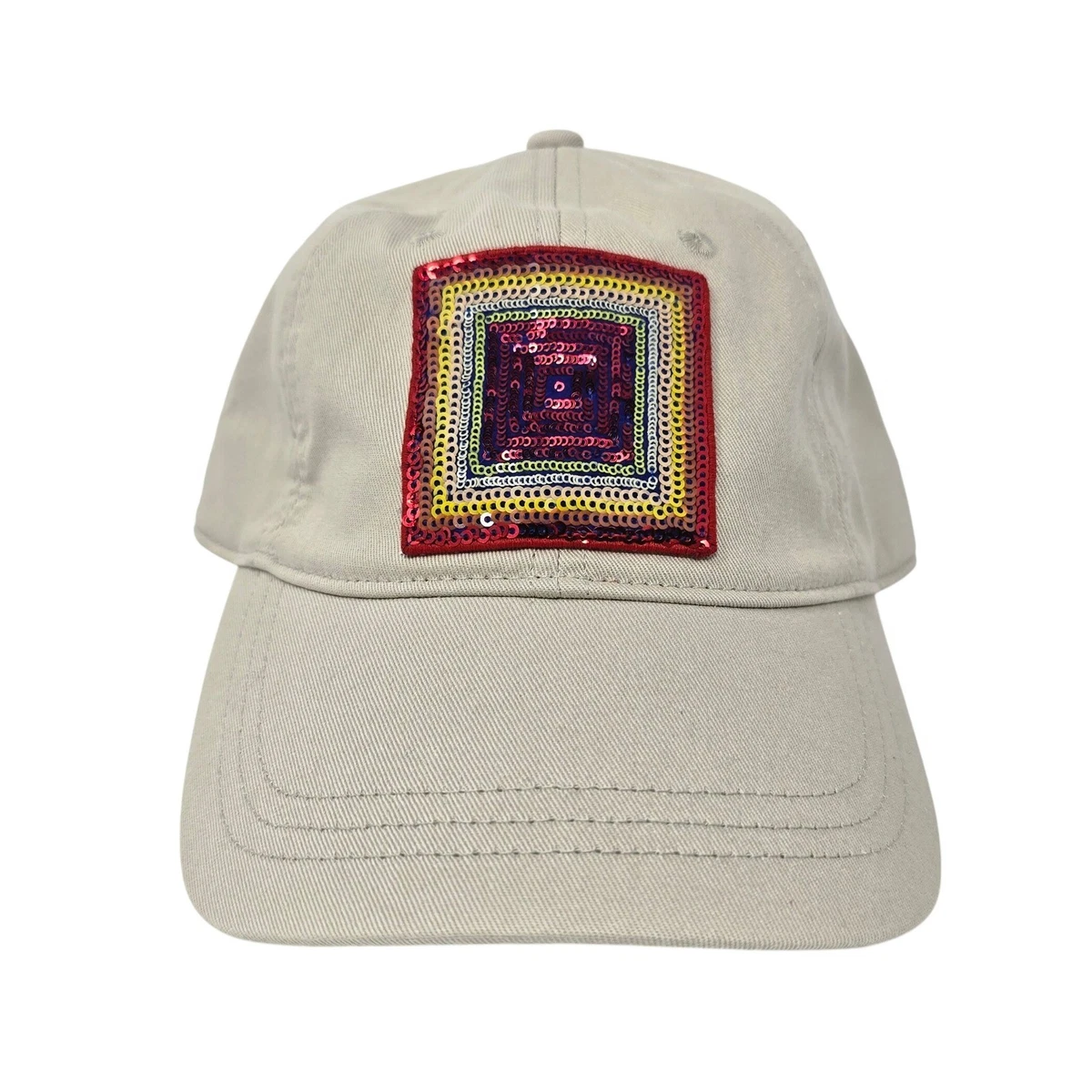 Christopher John Rogers J.Crew Baseball Hat WMNS OS Tan Red Adjustable Sequined J.CREW Baseball Caps Hats for Women for sale | eBay main image 4