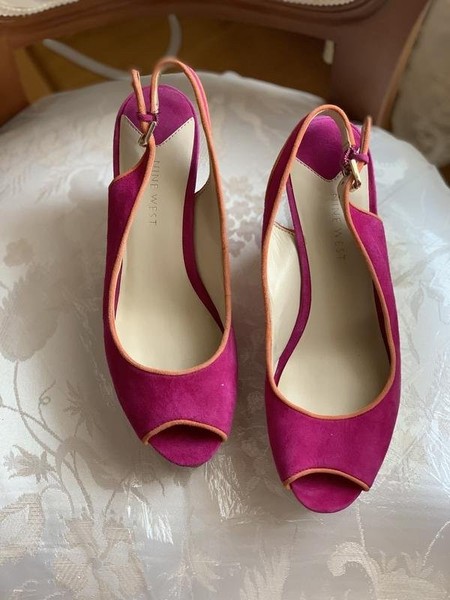 Women Nine West Heels Red Nubuck 39