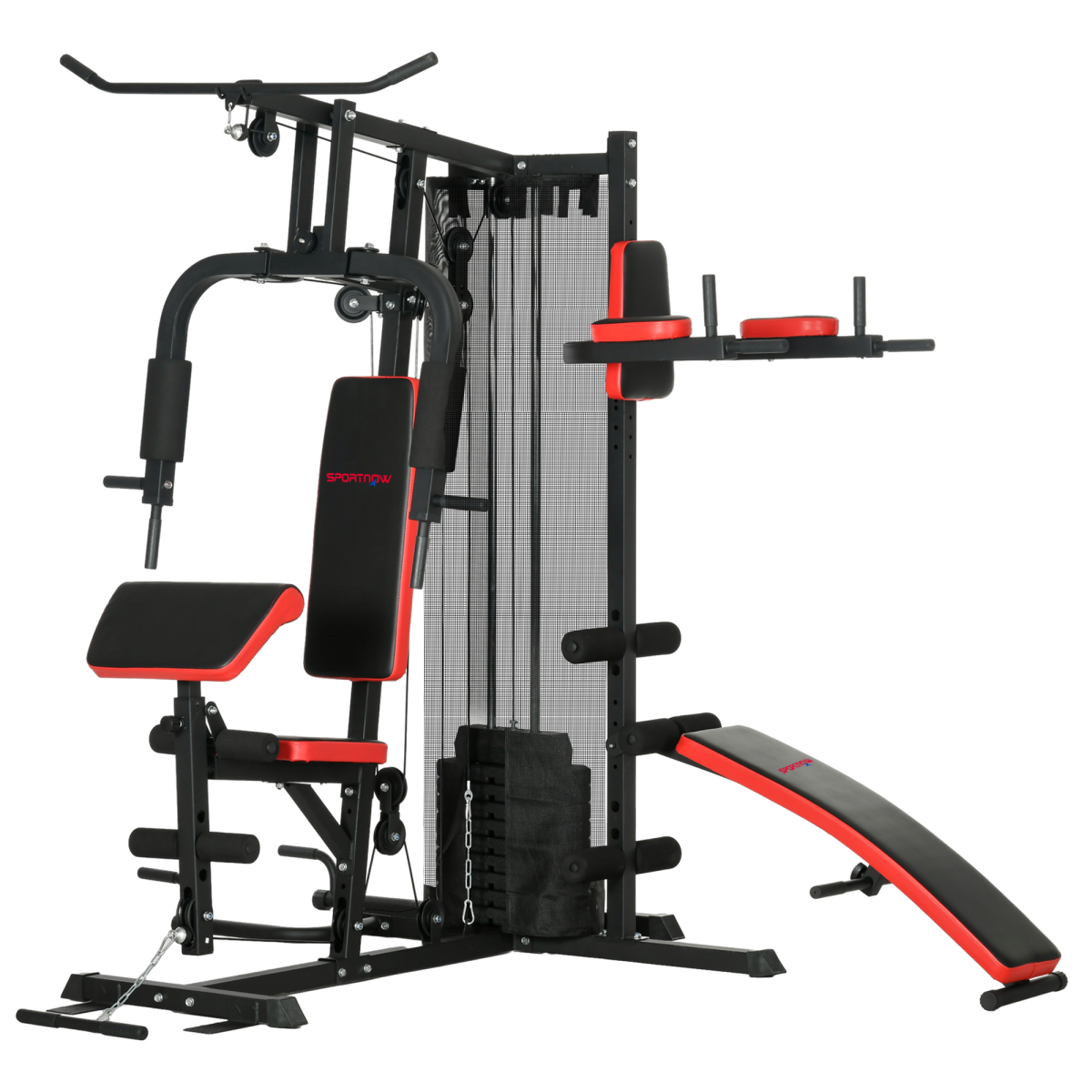 Multi Gym Workout Station with Sit Up Bench Push Up Stand Dip Station