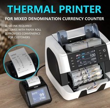 PONNOR Money Counter Machine Mixed Denomination Currency Counter Printer AL929