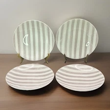 Kate Spade Lenox Charlotte Street Gray Set of 4 Appetizer Plates 6”  Striped
