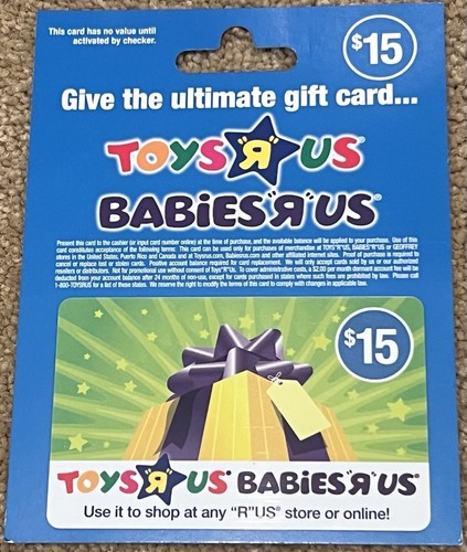TOYS R US Babies R Us 15$ Gift Card No Current Value Collector's Item ...