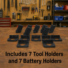 Fits Milwaukee M12 Tool and Battery Wall Mount Holder Black 7 of Each Organizer