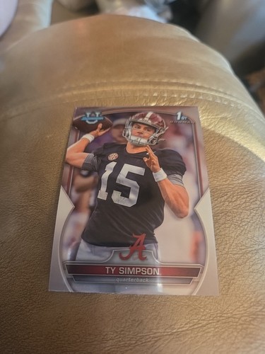 Ty Simpson 2022 Bowman U Football 1st Base # 80 Alabama QB