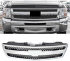 Front Bumper Grille For Silverado1500 2007-2013 Chrome w/Black Insert Trim Grill