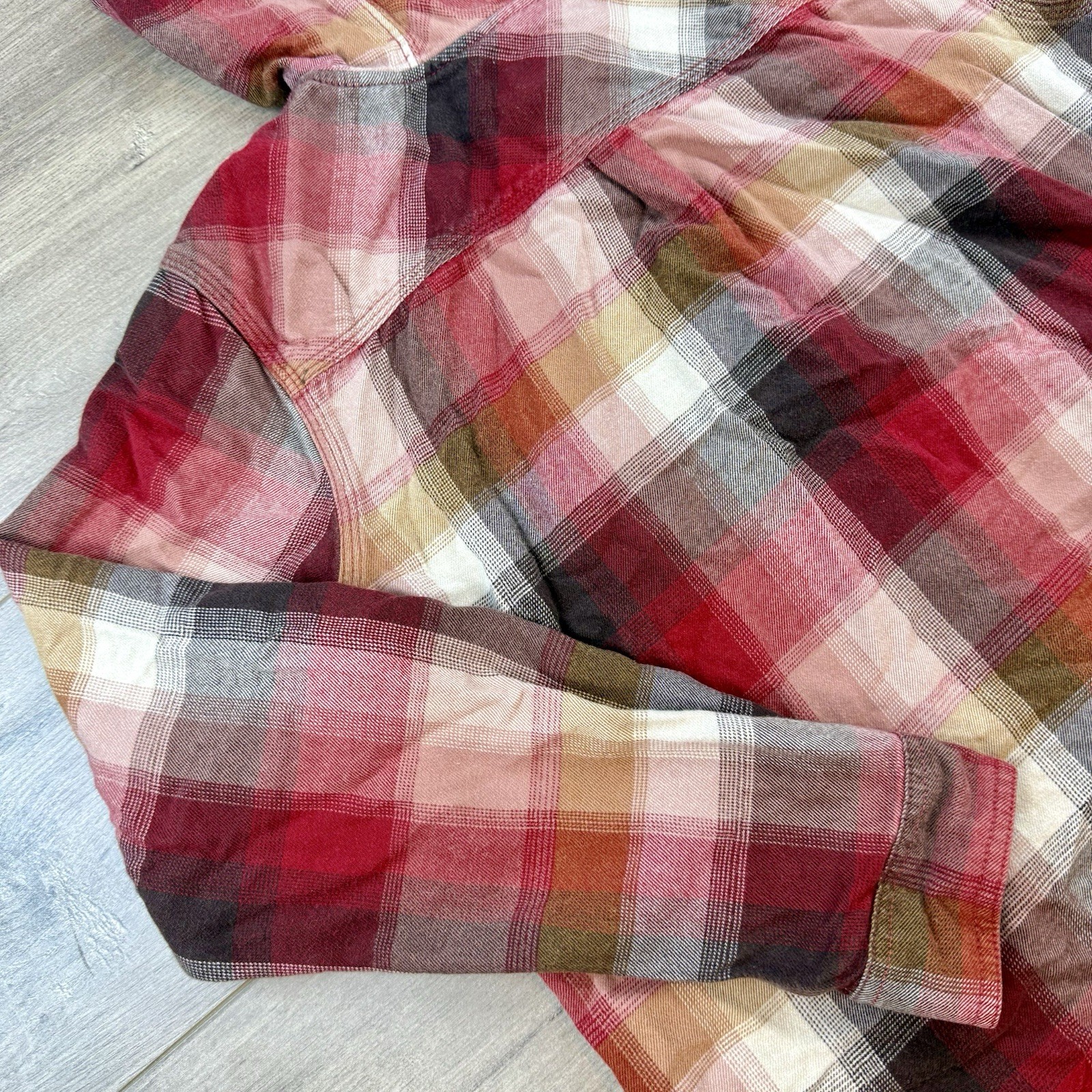 Carhartt Beartooth Hooded Flannel Shirt Button Up Women's Large Drawstring Cabin thumbnail 9