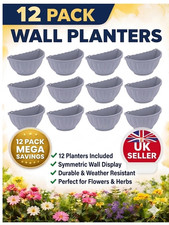 12 x Wall Hanging Basket Flower Pot Fence Plant Holder for Balcony - Soft Grey