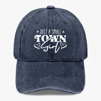 Just A Small Town Girl Hat Washed Denim Country Baseball Cap Adjustable