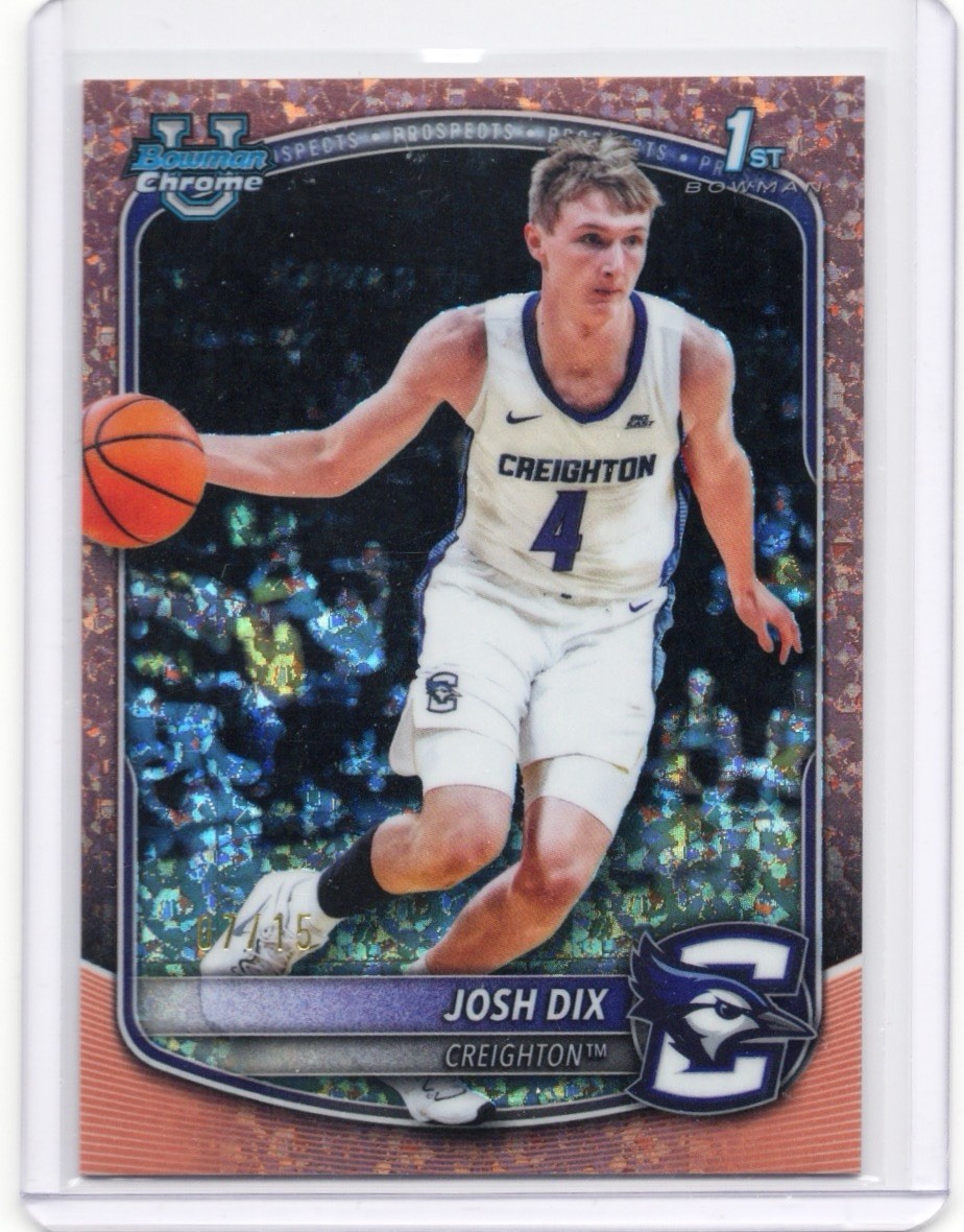 2025-26 Bowman Chrome Josh Dix 1st Rose Gold Mini-Diamond /15 SSP NCAA RC
