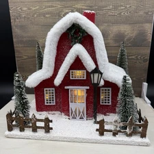 Cracker Barrel Light Up Paper Barn Christmas Farm Light-Up Barn House