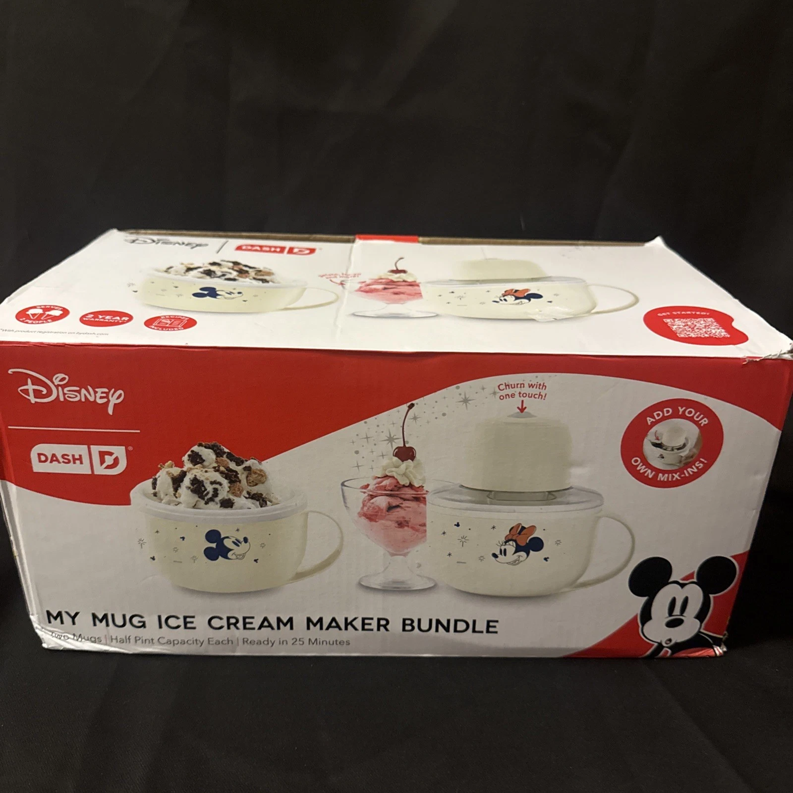 Disney Dash Ice Cream Maker Bundle Mickey Minnie Mug Frozen Dessert Maker NIB