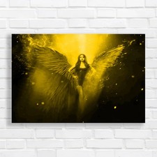 Fierce Fallen Angel With Massive Wings Sensual Yellow Canvas Print Large