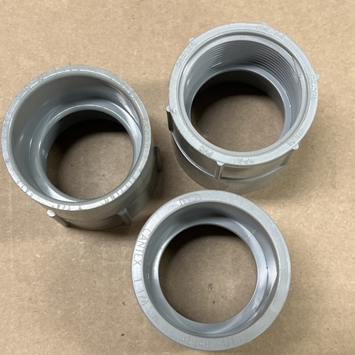QTY 3) MISC 1.25" PVC Female Adapter Gray Threaded 40/80 Schedule E942G FA12
