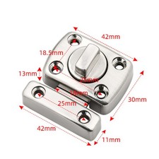42mm Door Latch Sliding Bolt Lock Rotating Door Lock Hardware Silver Tone