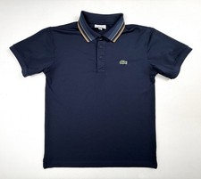Lacoste Sport Slim Fit Ultra Dry Navy Blue Polo Shirt Stripe Collar Men's Size L