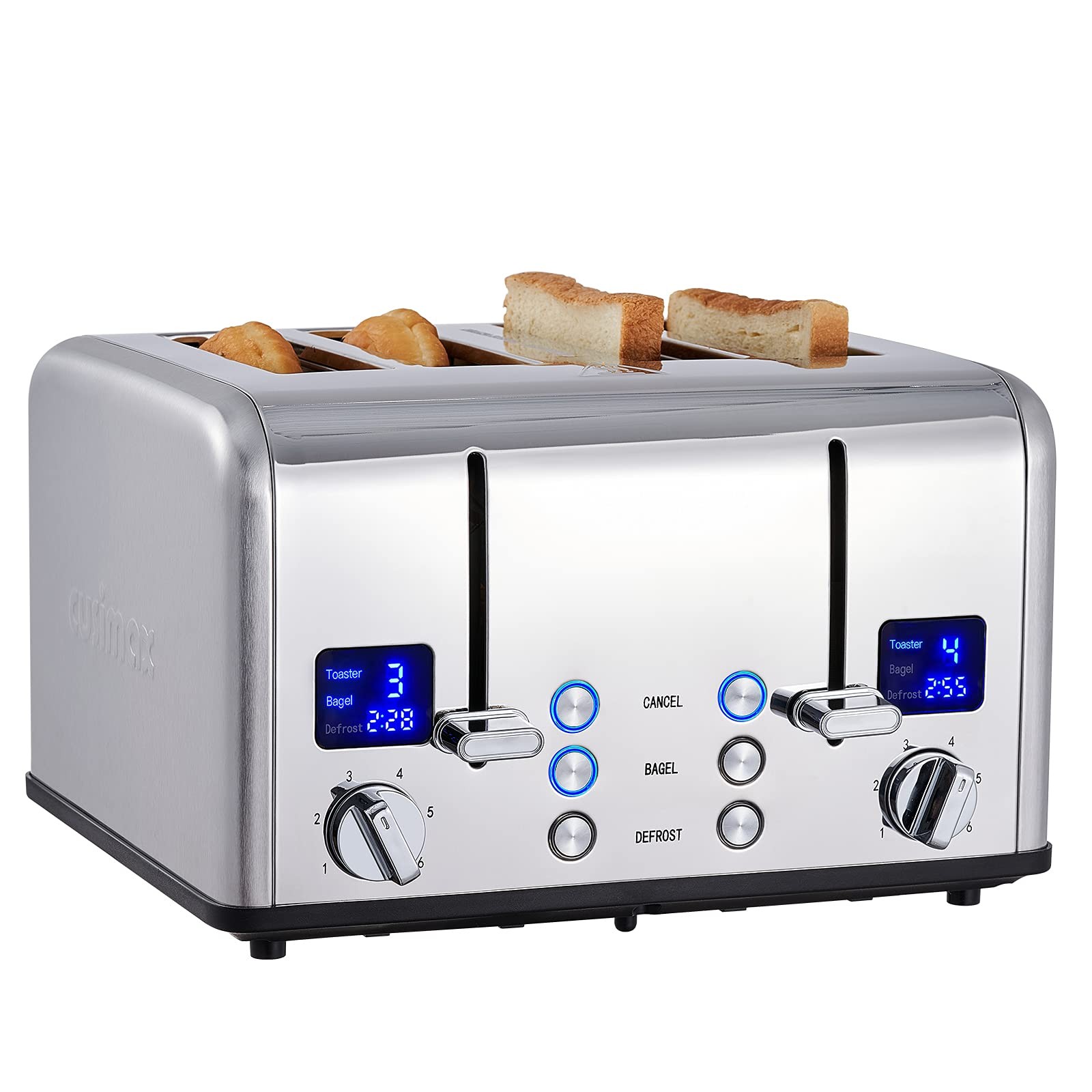 4 Slice Toaster, Ultra-Clear LED Display & Extra Wide Slots, Dual Control Pan...