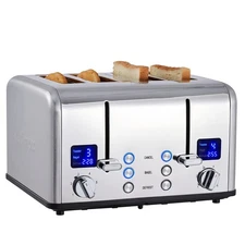 4 Slice Toaster, Ultra-Clear LED Display & Extra Wide Slots, Dual Control Pan...