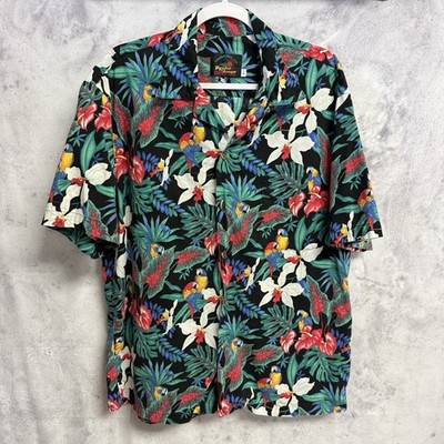 Vintage Paradise On A Hanger Hawaiian Shirt Men's L Floral Resort USA