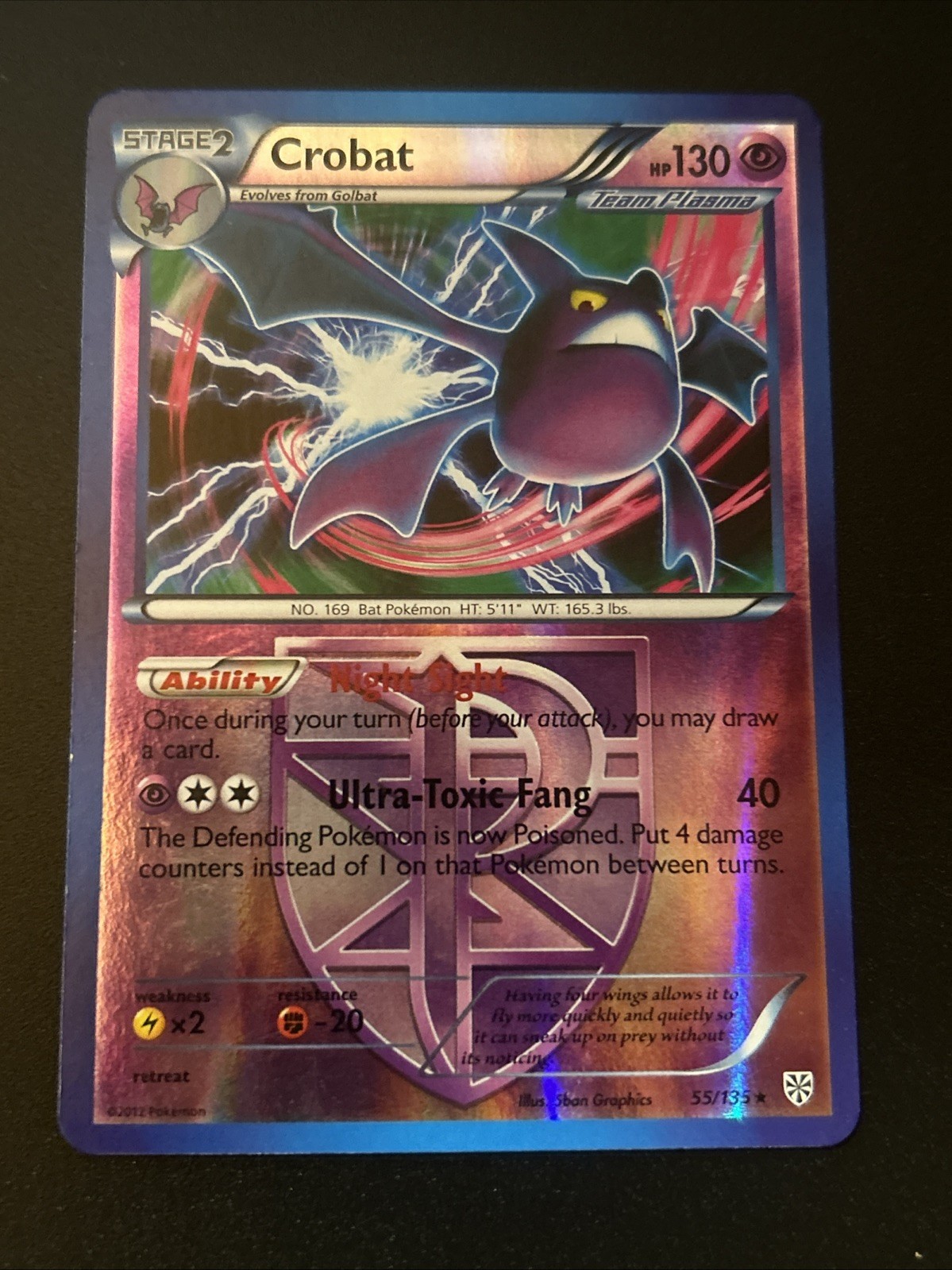 Crobat 55/135 Plasma Storm - Pokemon Reverse Holo - LP Condition