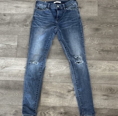 PacSun Women's Blue Medium Wash Distressed Denim Jegging Jeans 5-Pocket 24