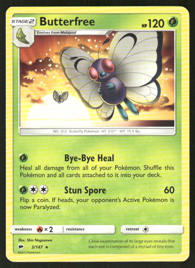 Pokemon Butterfree Burning Shadows 3/147 R LP