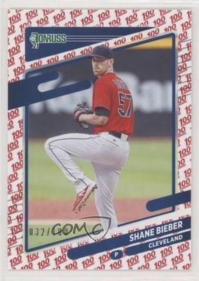 2021 Panini Donruss One Hundred 32/100 Shane Bieber (Cleveland) #183 2l4