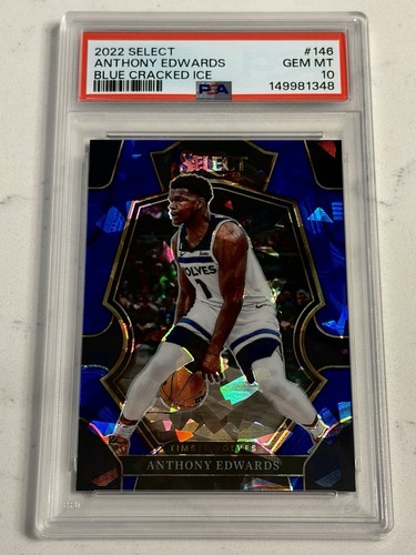 2022 Select ANTHONY EDWARDS Premier Level Blue Cracked Ice #146 -PSA 10 GEM MINT