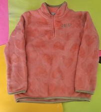 Juicy Couture Girls Pink 1/4 Zip Fleece Heart Patterned Pullover Size 6