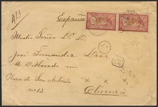 France. Cover Yvert 121(2). 1905. 1 F Carmine And Olive, Two Stamps. Certified