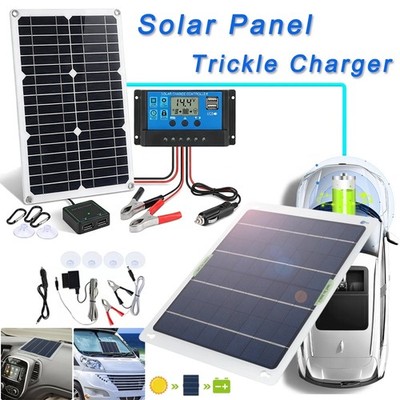 40W Solar Panel 12V Trickle Charger Battery Charger Kit Maintainer Boat Car RV