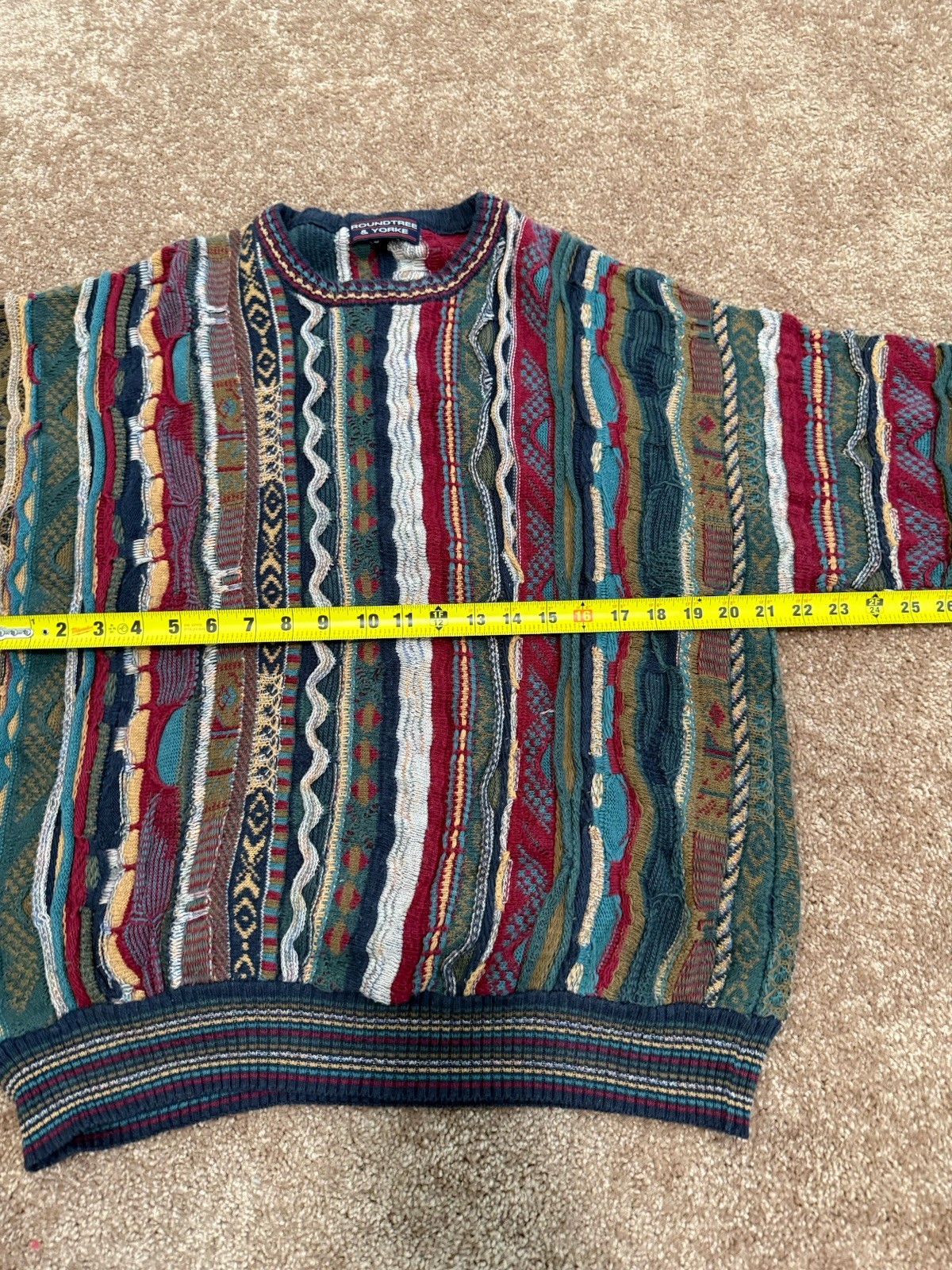 Vintage Roundtree & Yorke Earth Tones Coogi 3D Style Textured Knit Sweater image 3