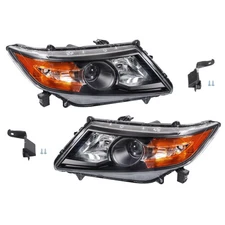 For 2011-2017 Honda Odyssey Halogen Black Headlights Headlamps Left+Right Side