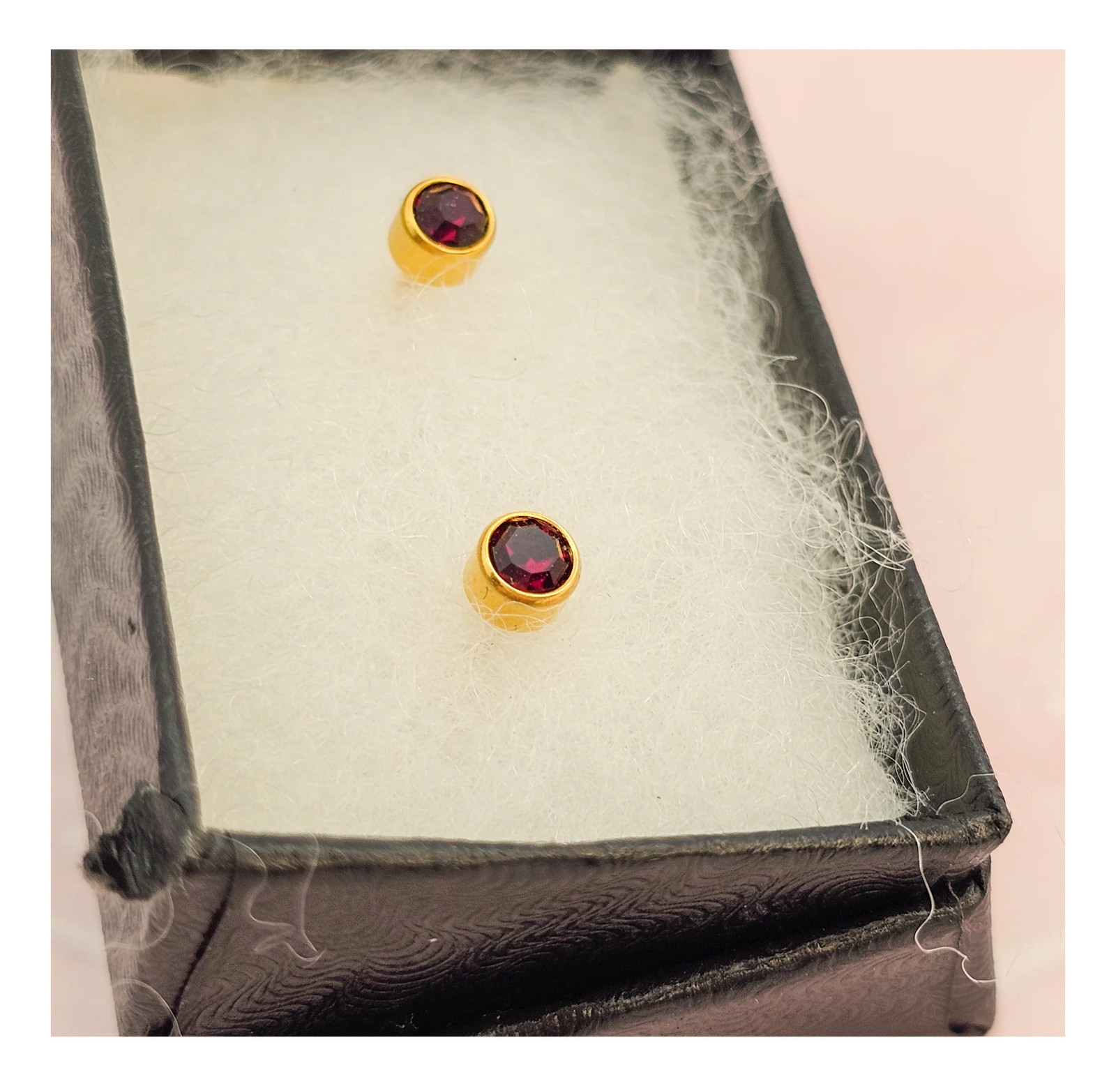 9ct Yellow Gold Ruby Red Bezel Stud Earrings - image 23
