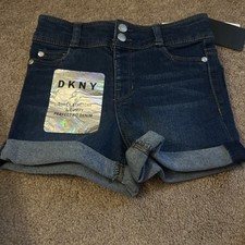 DKNY Girls' Short Size 6 Blue Denim Jeans Super Stretch Adjustable Waist Band