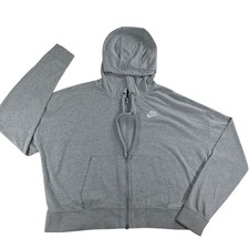 Nike Women Small Gray Full Zip Hoodie Relaxed Fit Sportswear Essential Heathered