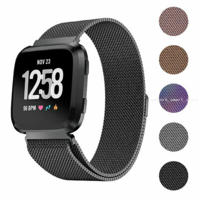 For Fitbit Versa 2 Milanese Magnetic Loop Metal Strap Stainless Steel Wrist Band
