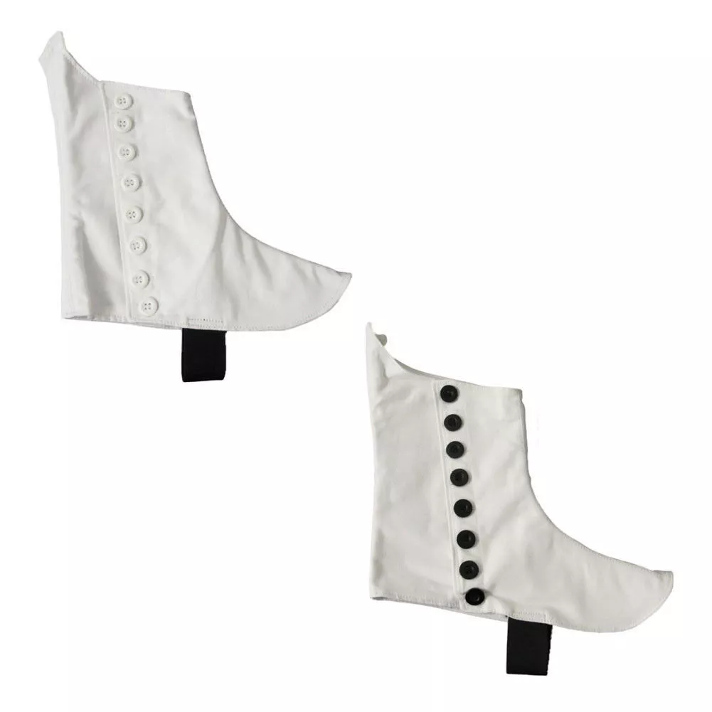 Highland Pipers Drummer Kilt Spats White Black Buttons Scottish Kilt Spats