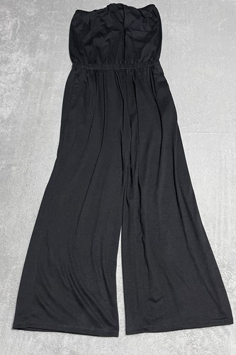 Zesica Jumpsuit Womens Large Black Strapless Wide Leg Beach