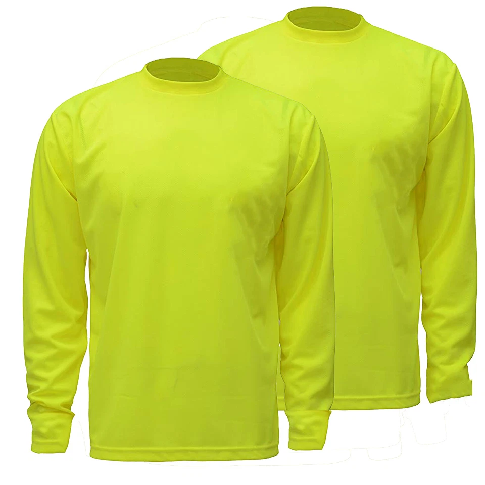 Mens (2 Shirts Per Pack) Hi Vis T Shirt Safety Long Sleeve Work Shirt S-3XL 518 - Image 3 of 4