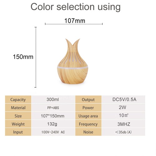 300ml Essential Oil Aroma Diffuser USB LED Aromatherapy Machine Air Humidifier - Picture 11 of 11