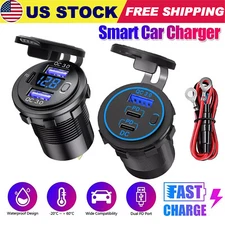 12V USB C Charger Port Fast Car Charger PD & QC Outlet Socket for Boat RV Marine